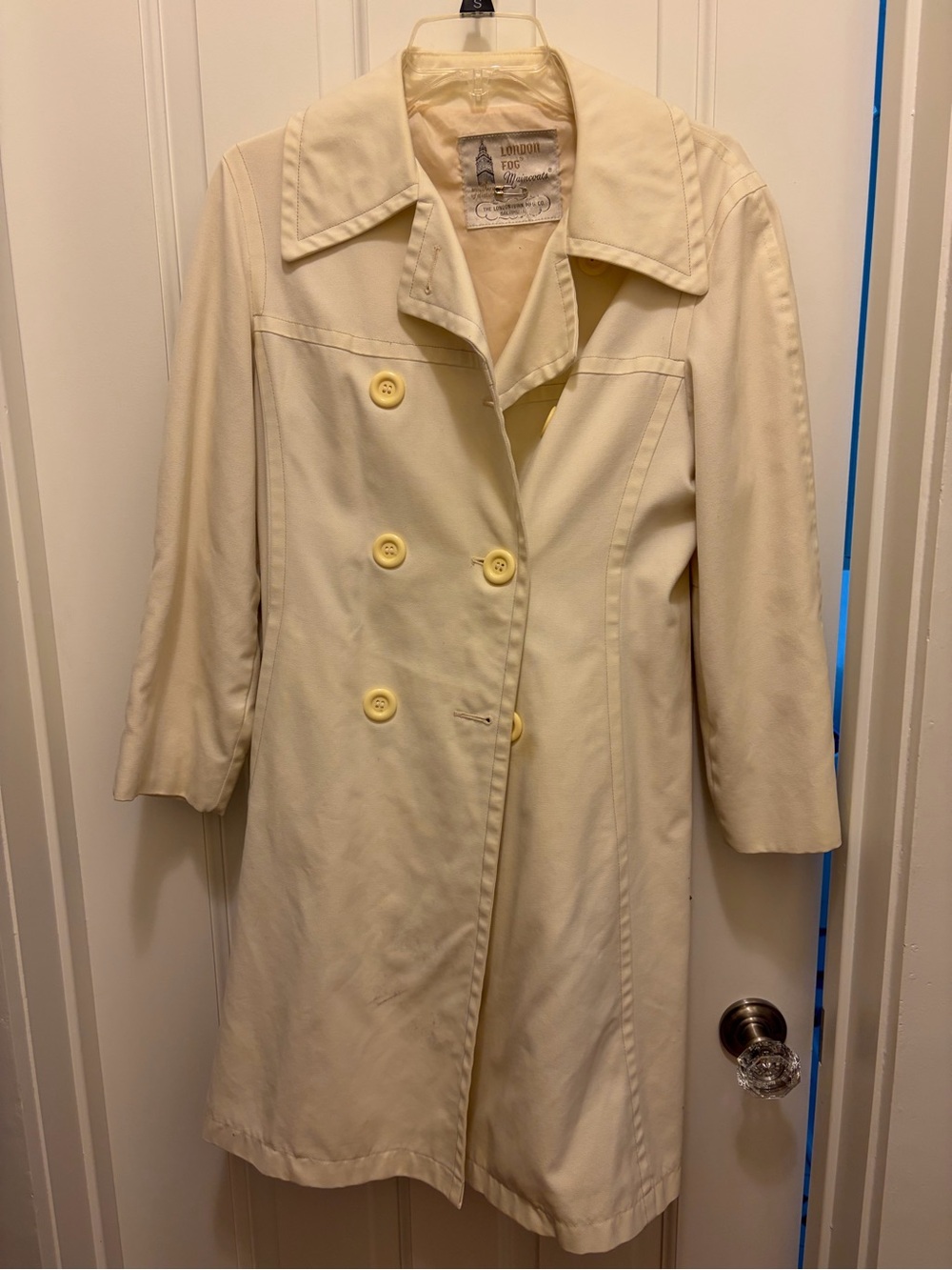 London Fog Cream Double-Breasted Trench Coat